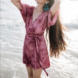 Maverick the Brand Mini Tye Die Wrap dress “Lucie” Small Pink